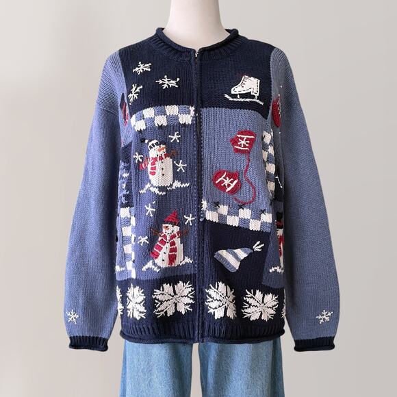 Vintage Angora Wool Blend Christmas Cardigan Sweater 2X Embroidered Grandmacore - Picture 8 of 10